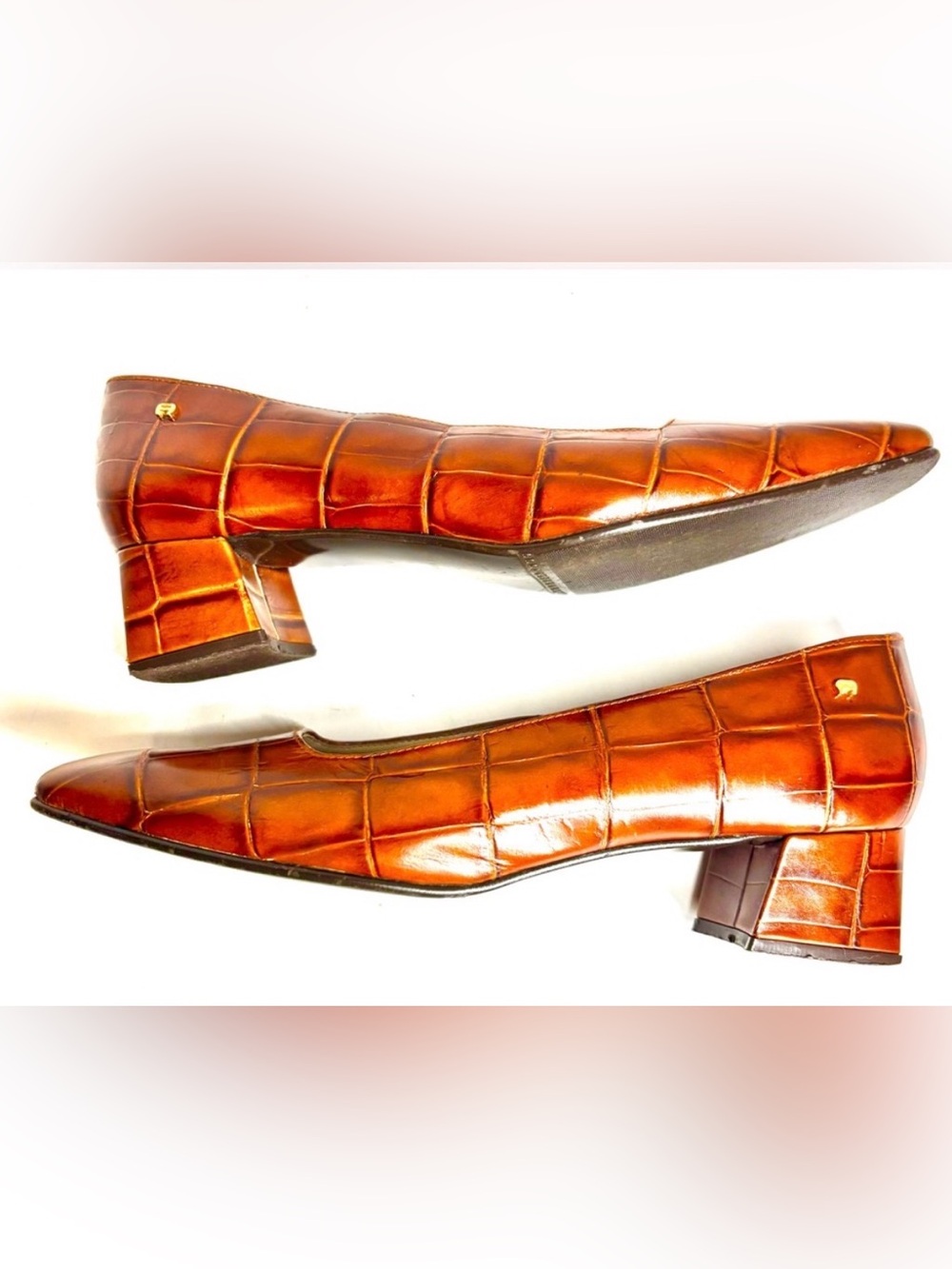 Etienne Aigner Womens Vintage Astoria Brown Crocodile Leather Print Block
Heels - Picture 5 of 10